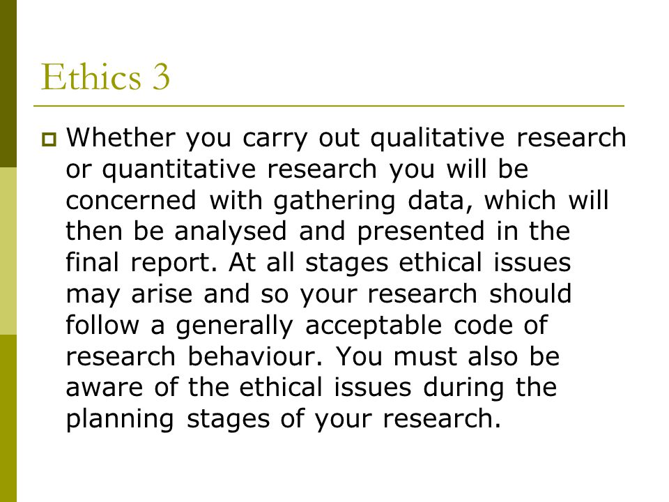 Ethical Issues in Quantitative Research